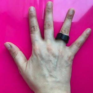 Rare Emporio Armani Ebony & Sterling Cutout Ring